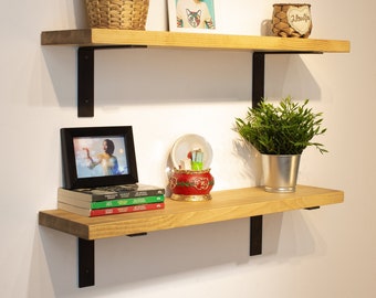 Custom Size Shelf with L Metal Brackets, Heavy Duty Shelf for Kitchen, Bathroom and Livingroom, Metal Brackets and Hardware Included