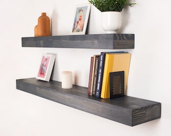 Rustic Floating Shelf, Custom Size 3 Inch Thick Monaco Color Floating Shelf, Wall Mounted Chunky Size Floating Shelf
