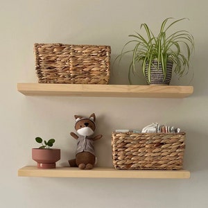 Modern Wood Floating Shelves, Custom Size Floating Shelves with Brackets, Wall Mounted Floating Shelf for Kitchen Bathroom image 8