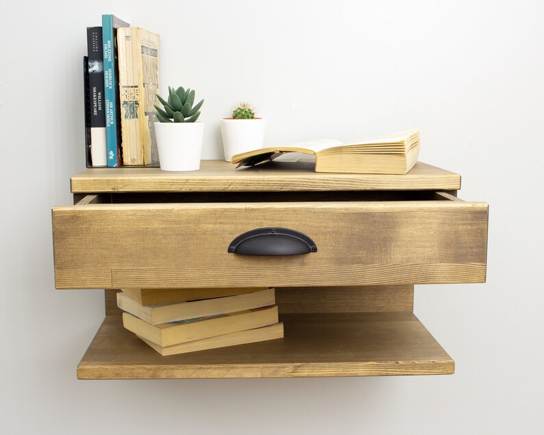Floating Nightstand Wall Mounted Nightstand With Drawer Etsy