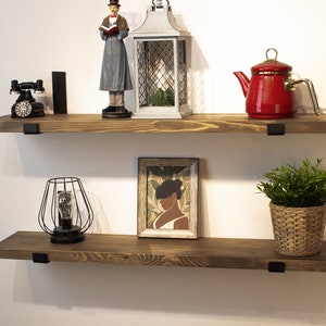 Moderne schwimmende Regale mit Metallhalterungen, schwimmende Regale aus Holz in Sondergröße, schwimmendes Regal Küche, Badezimmer, Schwerlastregal