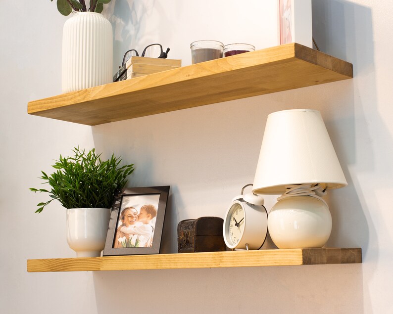 Kitchen Shelves Floating Shelves With Brackets Wall Mounted Etsy