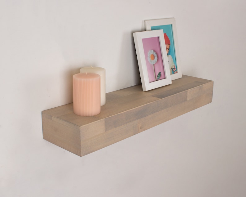 Light Grey Floating Shelves Custom Size 3 Inch Thick Istanbul Etsy