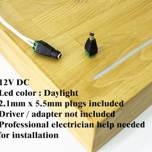 Floating Thick Wall Shellf with lights, Wooden Shelf with Led Light Strip, Floating Shelf with 12V DC LED lights, Gift for Housewarming image 2