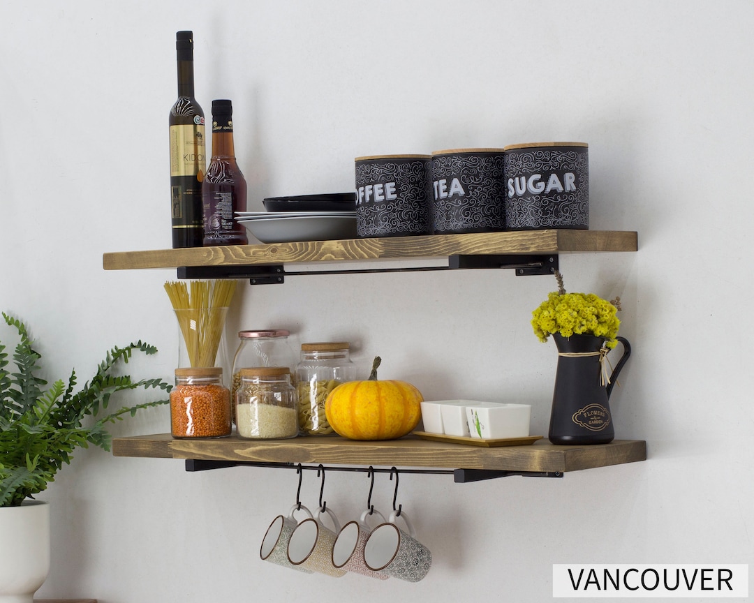 Square Tube Bracket Minimalist Modern Shelf Kitchen Coffee Bar Bathroom