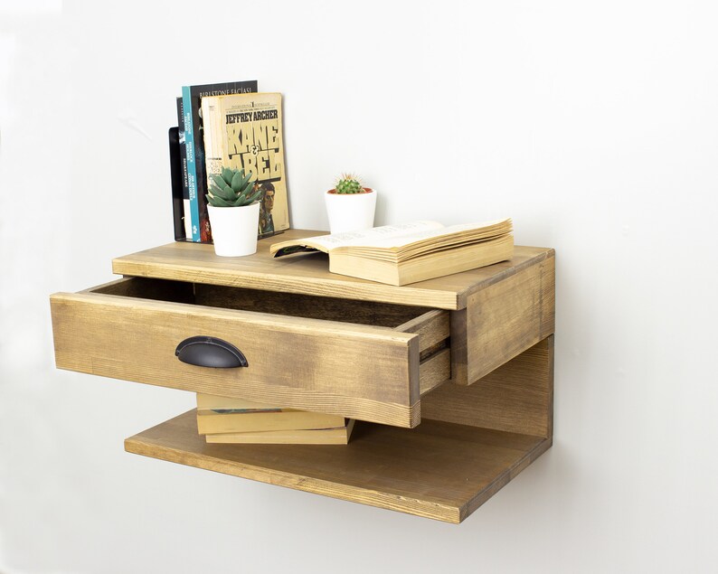 Floating Nightstand Wall Mounted Nightstand With Drawer Etsy