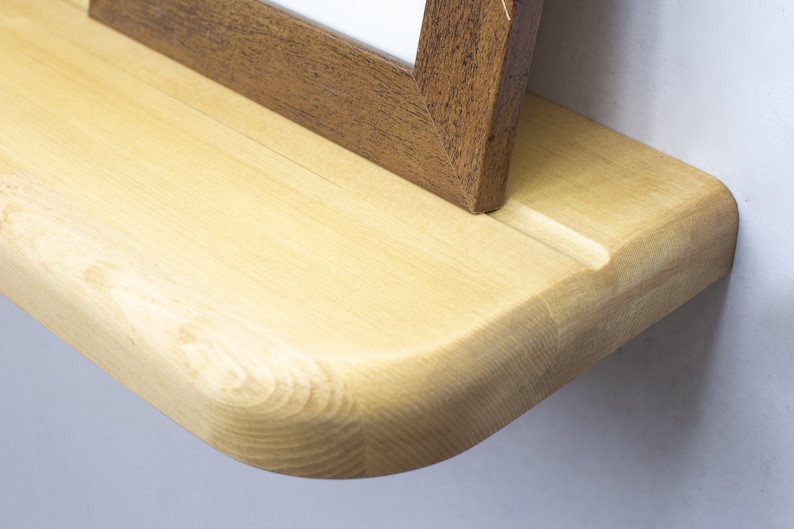 Wooden Floating Shelf with Plate Groove , Custom Size Floating Shelves, Floating Shelf for Kitchen, Radius Shelf, Plate shelf, Photo shelf image 8