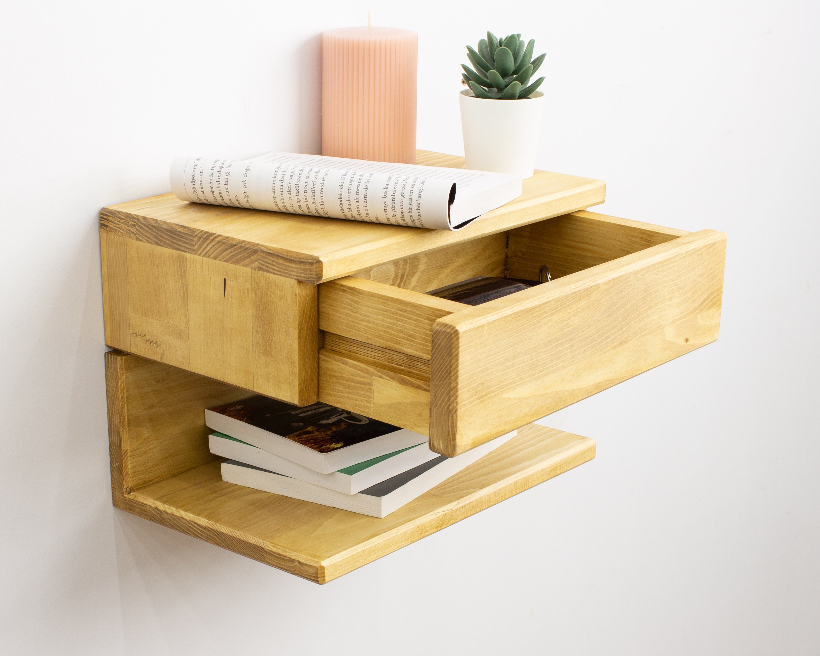 Floating Nightstand Wall Mounted Nightstand With Drawer Etsy