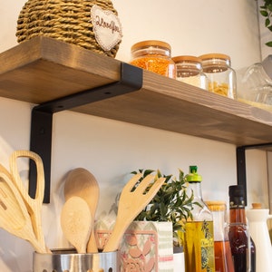 Étagère robuste pour cuisine, étagères flottantes rustiques avec supports en métal, étagères en bois de taille personnalisée, étagère industrielle avec supports en métal