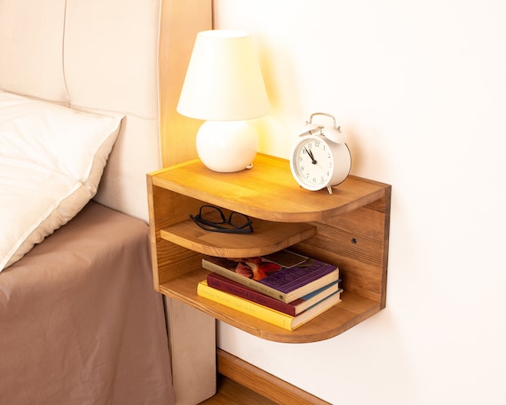 Modern Floating Nightstand Minimalist Wood Bedside Table With Ample Storage Space nightstand Shelf Handmade Furniture Bedside Wall Shelf Etsy