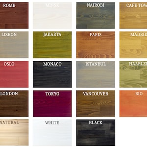 May include: A collection of wood samples in various colors, including Rome, Minsk, Nairobi, and Cape Town. Each sample is labeled with a city name in white text. The wood grains and colors vary from light to dark.