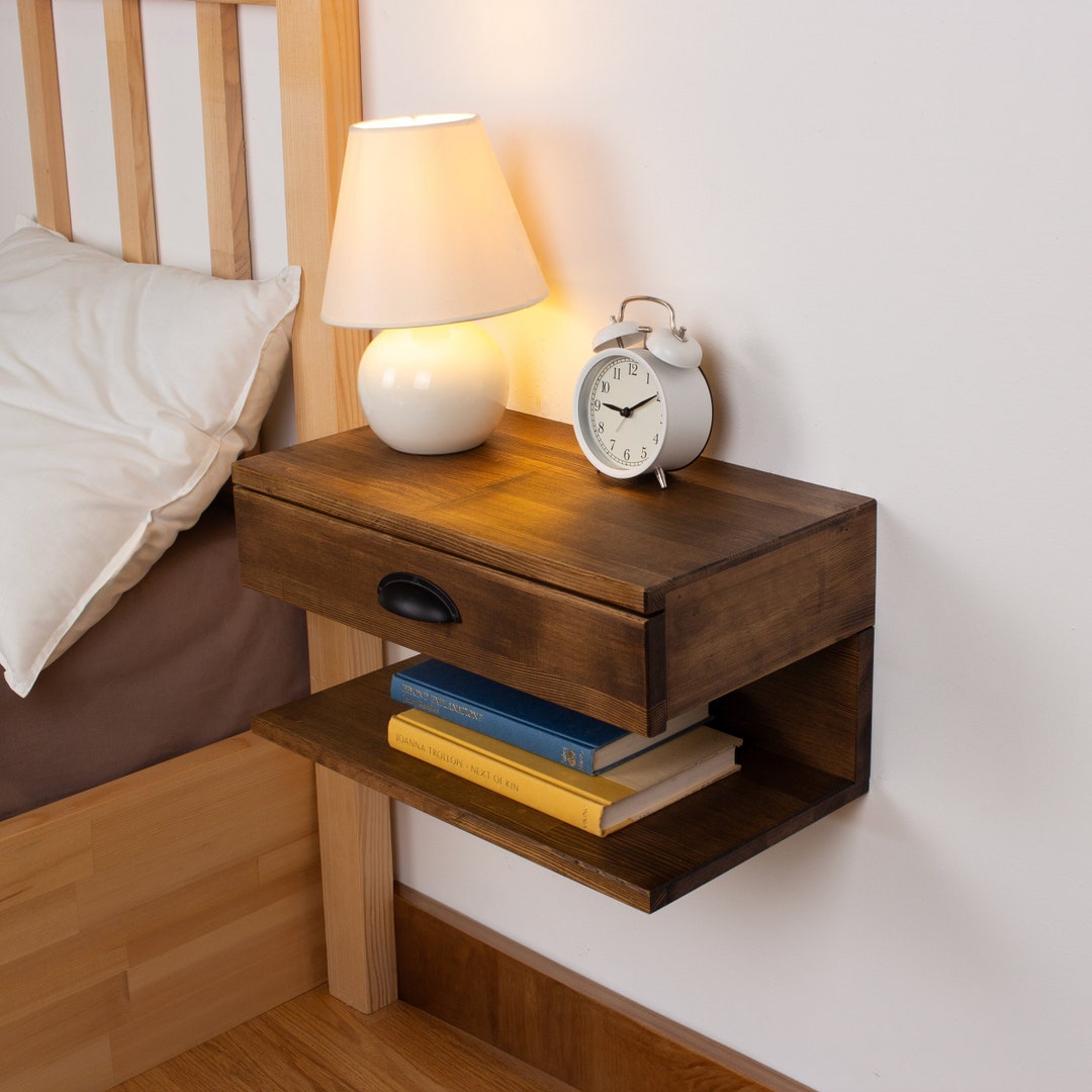 Floating Nightstand Wall Mounted Nightstand With Drawer, Wood Bedside