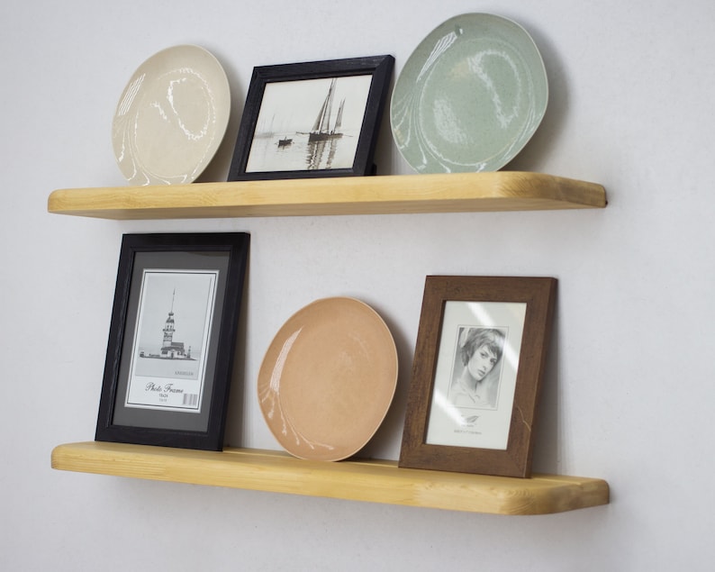 Wooden Floating Shelf with Plate Groove , Custom Size Floating Shelves, Floating Shelf for Kitchen, Radius Shelf, Plate shelf, Photo shelf image 6