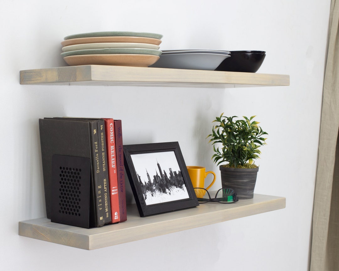 Light Gray Floating Shelf, Custom Size Gray Floating Shelf for Kitchen