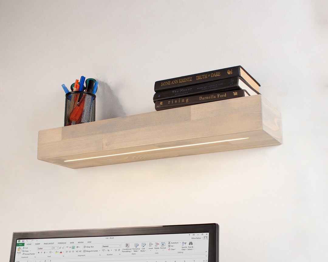 Floating Shelf With LED Lights, Kitchen Shelving, Recessed LED Strip