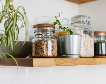 Oak Color Wood Floating Shelves, Any Custom Size Floating Wall Shelves for Kitchen, Wall Mounted Floating Shelf for Bathroom