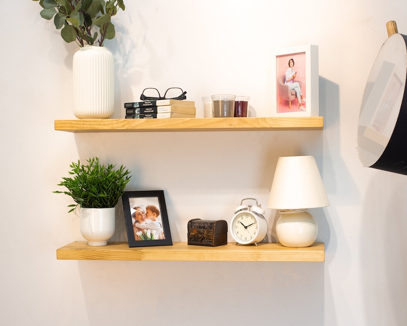 Kitchen Shelves Floating Shelves With Brackets Wall Mounted Etsy
