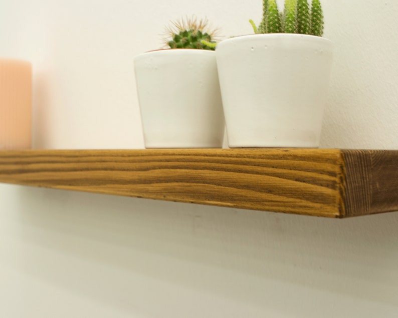 Oak Color Wood Floating Shelves Any Custom Size Floating Wall Etsy