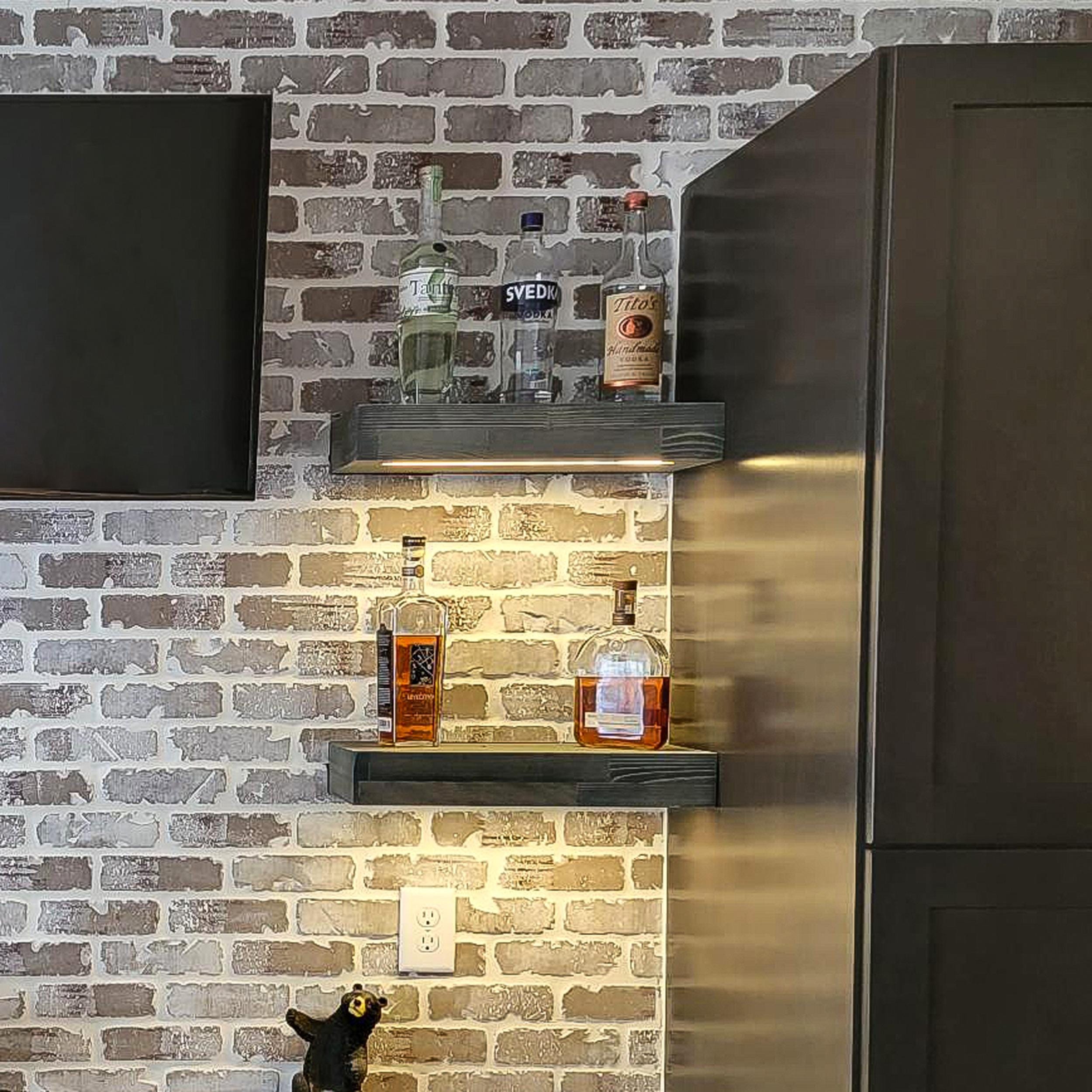 Floating Shelf With LED Lights, Modern Thick Shelf, Recessed Led Strip ...