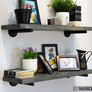 Spruce Wood Wall Shelf with Cylinder Brackets: Modern Floating Shelf