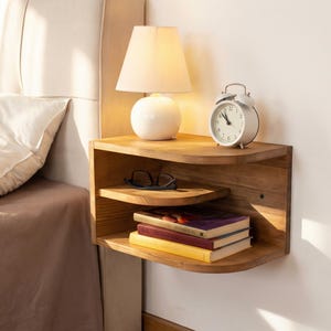 Modern Wood Floating Nightstand: Minimalist Bedside Shelf