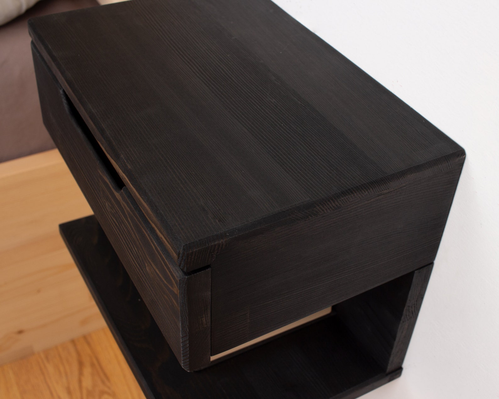 Black Floating Nightstand Wall Mounted Nightstand With Etsy