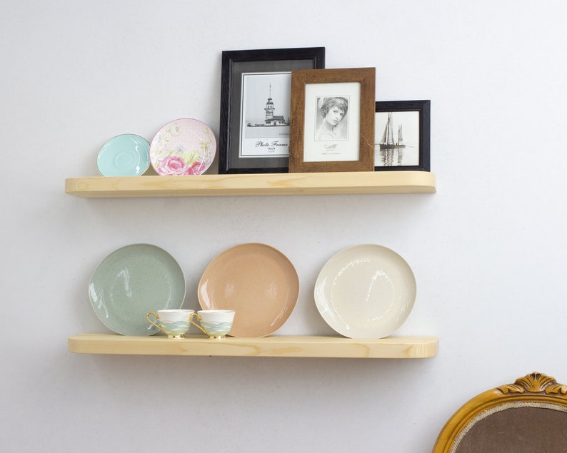 Rustic Radius Floating Shelves With Plate Groove Custom Size Etsy