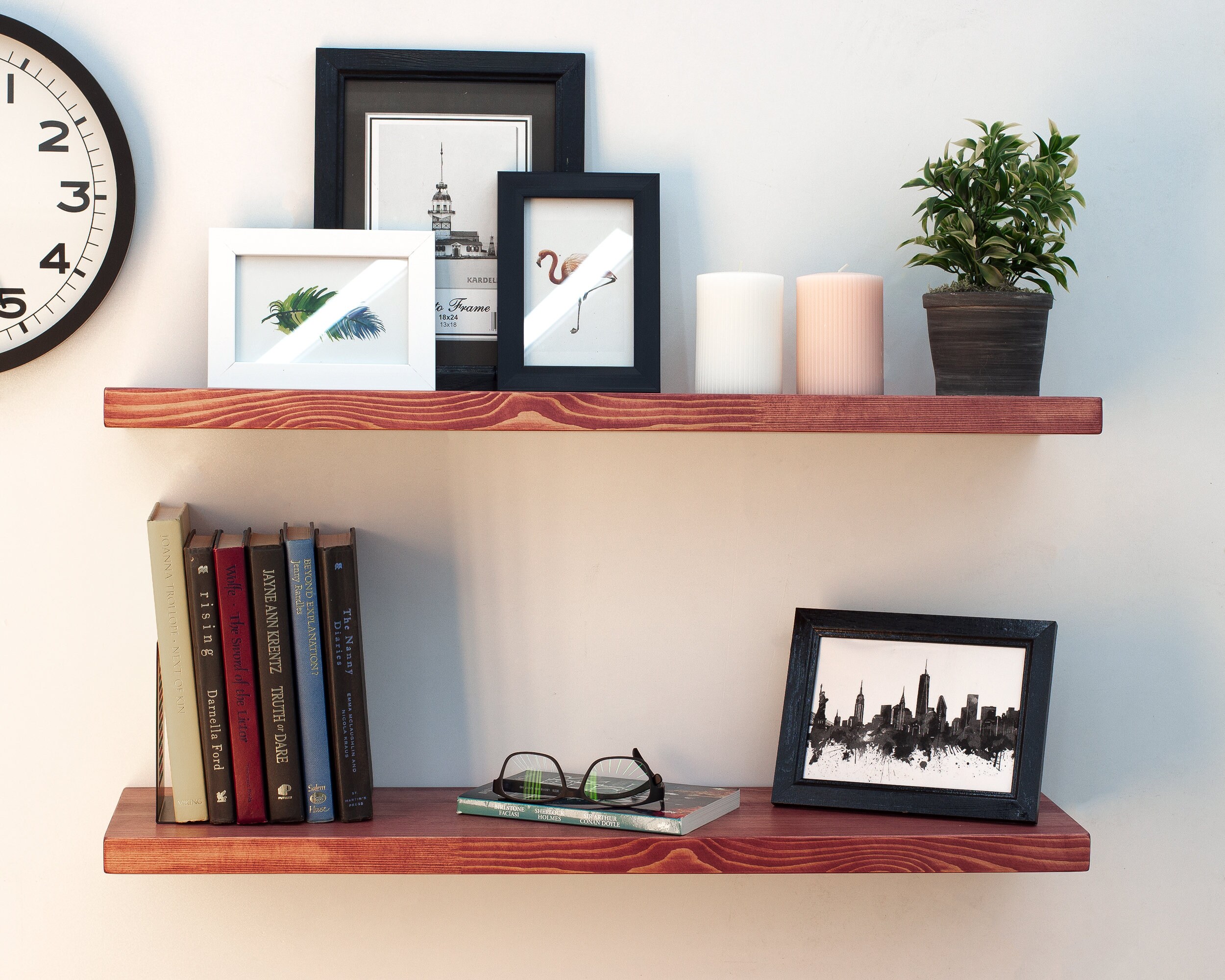 Modern Wood Floating Shelves, Custom Size Floating Shelves with