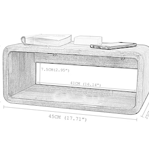 Dębowa kolorowa pływająca szafka nocna, drewniane stoliki nocne, stół z połowy wieku, półka nocna, półka nocna, niepowtarzalny styl, ręcznie robiony prezent zdjęcie 9