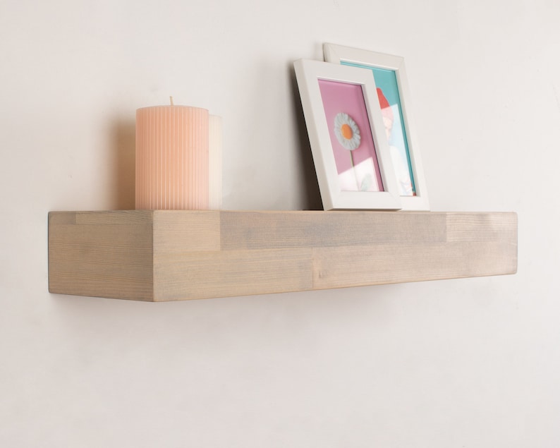 Light Grey Floating Shelves Custom Size 3 Inch Thick Istanbul Etsy