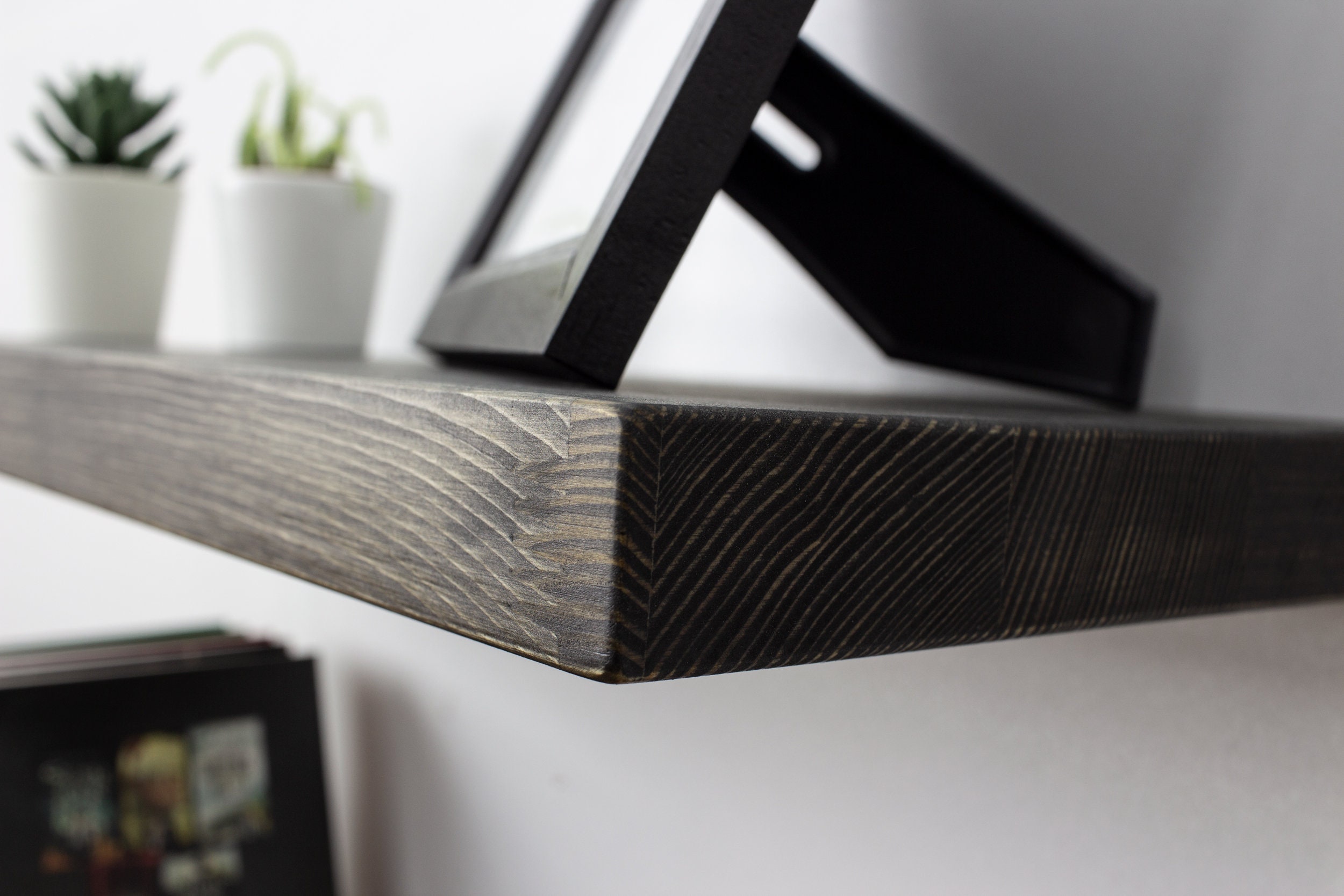 Black Floating Shelves Deep Floating Shelf Custom Size Etsy