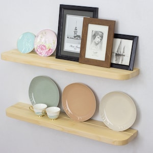Rustic Radius Floating Shelf with Plate Groove , Custom Size Floating Shelf, Curved Floating Shelf for Kitchen, Plate Shelf, Photo Shelf