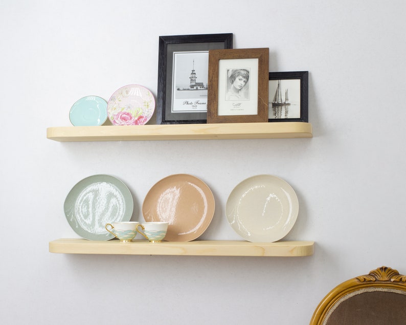 Rustic Radius Floating Shelves With Plate Groove Custom Size Etsy