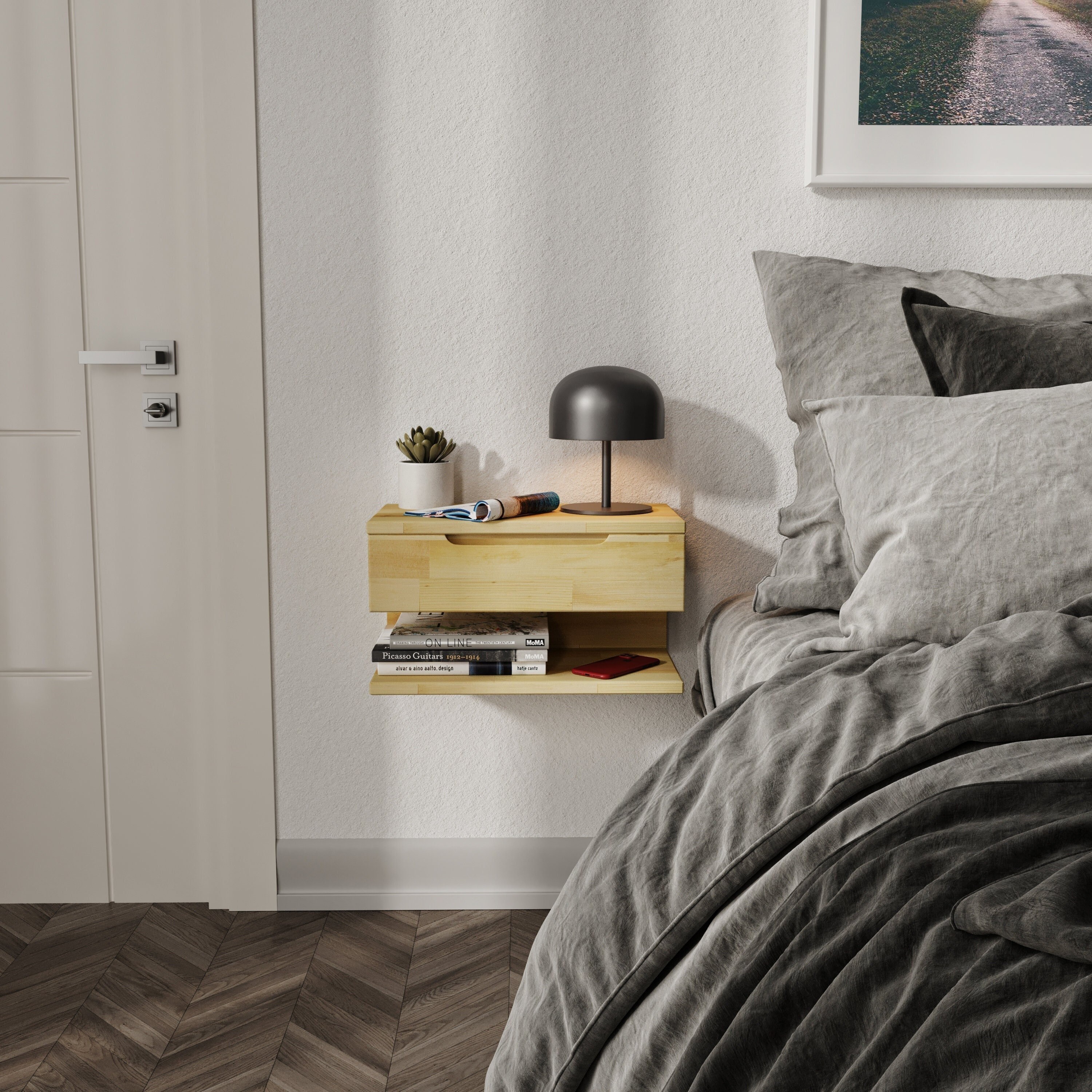 Modern Floating Nightstand Wall Mounted Nightstand With Etsy