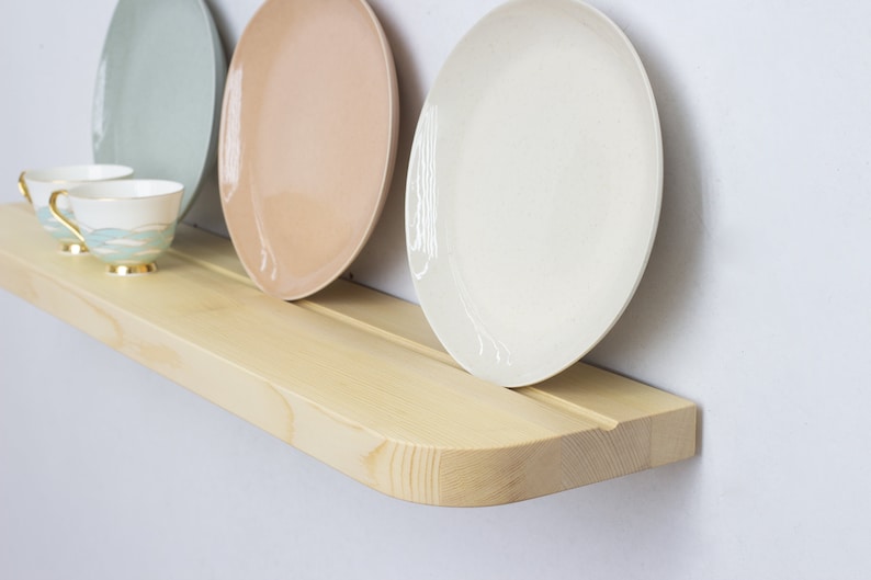 Rustic Radius Floating Shelves With Plate Groove Custom Size Etsy