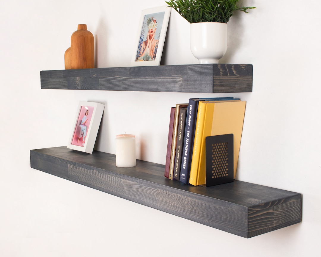 Rustic Floating Shelf, Custom Size 3 Inch Thick Monaco Color Floating ...
