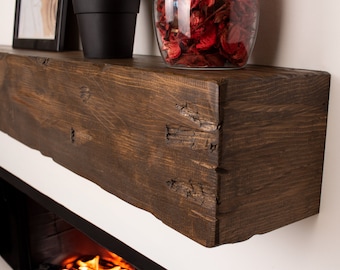 Rough Hewn Fireplace Shelf Mantel |  Floating Mantel Shelf | Rustic Mantel | Wood Mantle | Mantel Shelf | Custom Mantle |