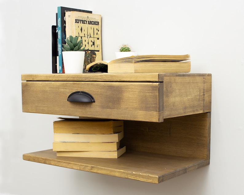 Floating Nightstand Wall Mounted Nightstand With Drawer Etsy