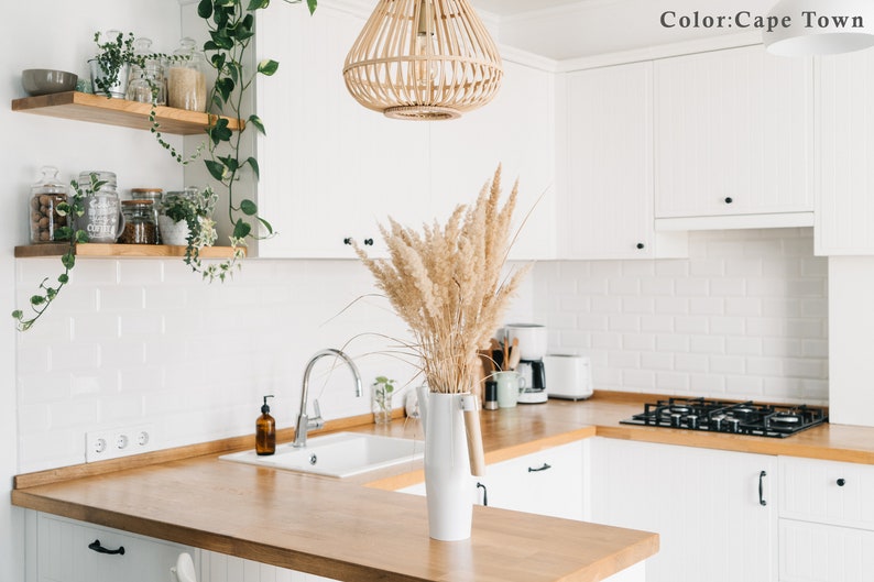 Modern Wood Floating Shelves, Custom Size Floating Shelves with Brackets, Wall Mounted Floating Shelf for Kitchen Bathroom Cape Town