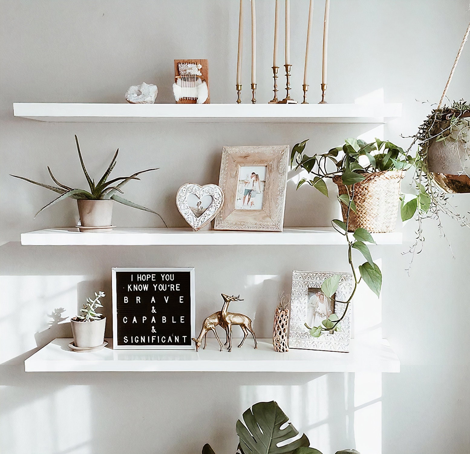 Estantes flotantes blancos, estantes flotantes de tamaño personalizado con  soportes, estante flotante de madera montado en la pared para cocina y baño  -  España