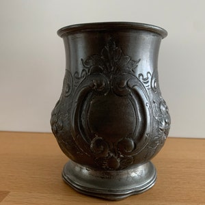 Antique 19th Century pewter Baptism Tankard Cup