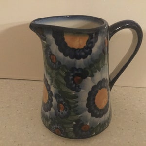 Hand made  original polish pottery milk jug