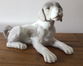 リヤドロ　ビーグル　リヤドロ　犬 ヴィンテージ ナオ バイ リヤドロ ビーグル犬 座りフィギュア - 1977