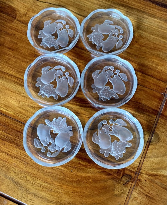 Val St Lambert Set of 6 Coasters in Original Box ( Gardenia