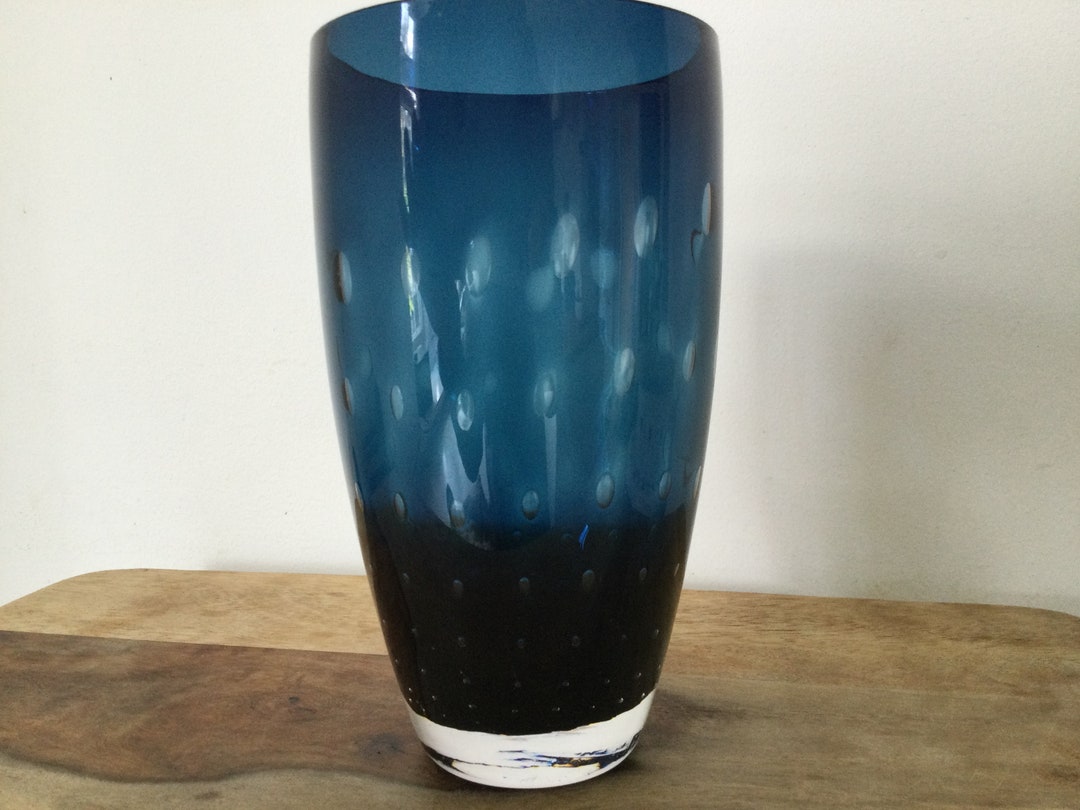 Small Vintage Blue Bubble Vase. Etsy UK