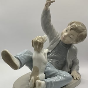 Nao by Lladro Boy with Dog/Puppy Playing Number 278