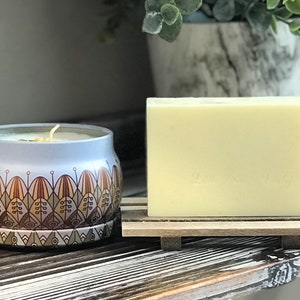 Lemon Candle & Shea Soap Gift Box, Lemon Soy Wax Candle and Shea Butter Hand Soap, Unique Gift Ideas, One of a Kind Gifts image 3