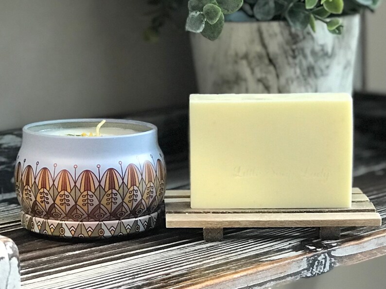 Lemon Candle & Shea Soap Gift Box, Lemon Soy Wax Candle and Shea Butter Hand Soap, Unique Gift Ideas, One of a Kind Gifts image 3