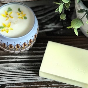 Lemon Candle & Shea Soap Gift Box, Lemon Soy Wax Candle and Shea Butter Hand Soap, Unique Gift Ideas, One of a Kind Gifts image 2