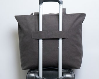 Tote bag with luggage strap sale